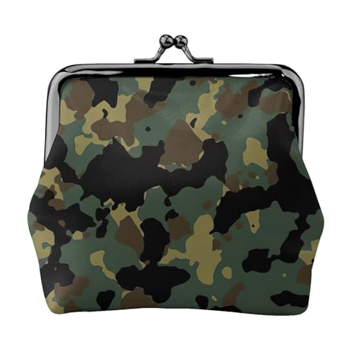 Geldbörse mit Camouflage-Muster, tragbar, für Damen, niedlich, Mini-Reißverschluss, mit Kuss-Lock-Kreditkarten, Schwarz, Einheitsgröße von CADREWY