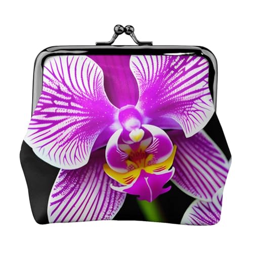 Geldbörse mit Orchideen-Blumendruck, tragbar, für Damen, niedlich, Mini-Reißverschluss, mit Kussverschluss, Kreditkarten von CADREWY