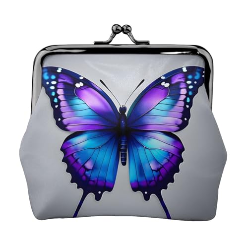 Geldbörse mit Schmetterlings-Aufdruck, tragbar, für Damen, niedlich, Mini-Reißverschluss, mit Kussschloss, Kreditkarten von CADREWY