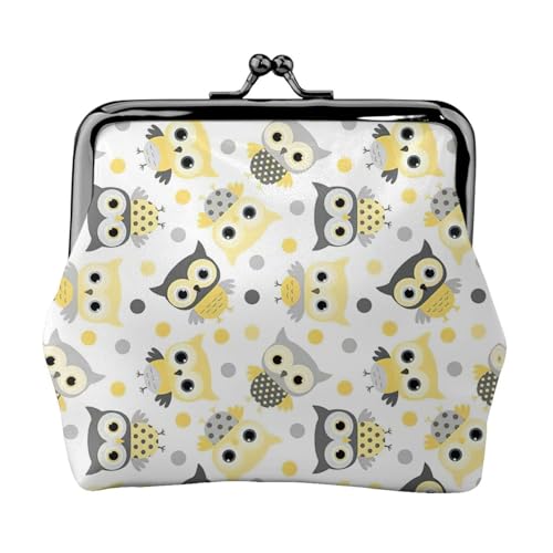 Geldbörse mit Tier-Cartoon-Eulen, niedlicher Druck, tragbar, für Damen, niedlich, Mini-Reißverschluss, mit Kussverschluss, Kreditkarten von CADREWY