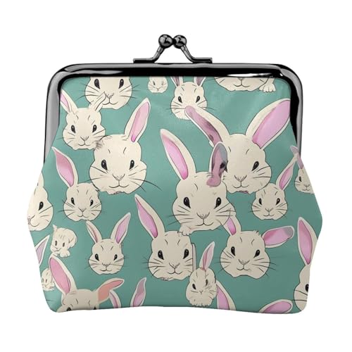 Geldbörse mit niedlichem Hasen-Druck, tragbar, für Damen, niedlich, Mini-Reißverschluss, mit Kussverschluss, Kreditkarten von CADREWY