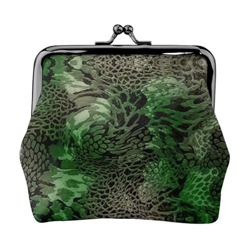 Green Snake Print Portable Women Coin Purse Cute Mini Zipper Wallet with Kiss Lock Credit Cards, Black, One Size von CADREWY