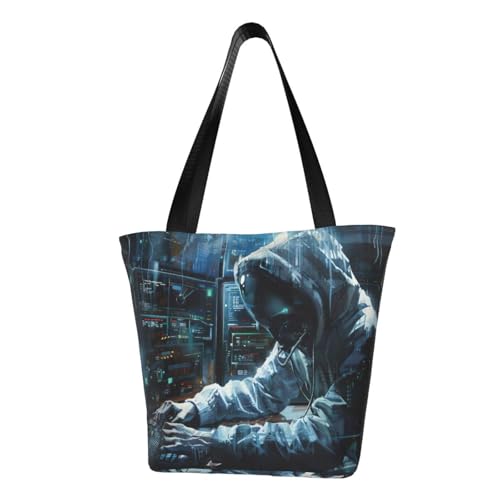 Hacker Attack Print Bequeme Schultertasche Sommer Handtasche Reise Strand Arbeit Alltag Vielseitig Tragen von CADREWY