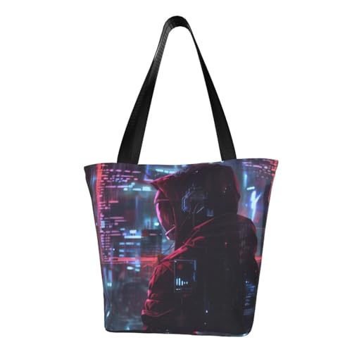 Hacker Era Print Bequeme Schultertasche Sommer Handtasche Reise Strand Arbeit Alltag Vielseitig Tragen von CADREWY