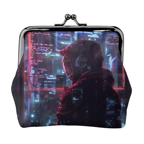 Hacker Era Print Portable Women Coin Purse Cute Mini Zipper Wallet with Kiss Lock Credit Cards von CADREWY