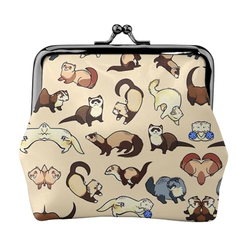 Hairy Frettchen-Druck, tragbare Damen-Münzgeldbörse, niedlich, Mini-Reißverschluss, Geldbörse mit Kussschloss, Kreditkarten, Schwarz, Einheitsgröße von CADREWY