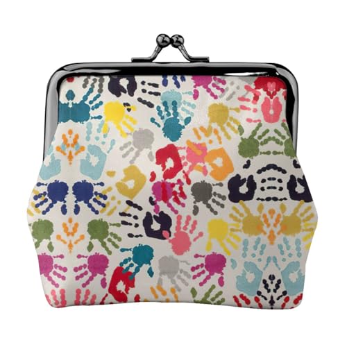 Handabdruck-tragbare Damen-Münzgeldbörse, niedliche Mini-Geldbörse mit Reißverschluss, mit Kuss-Lock-Kreditkarten, Schwarz, Einheitsgröße von CADREWY