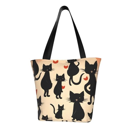 Happy Walking Kitty Print Bequeme Schultertasche Sommer Handtasche Reise Strand Arbeit Alltag Vielseitig Tragen von CADREWY