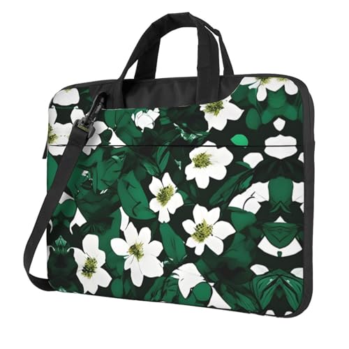 Hunter Green Floral Petals Pattern Print Protective Laptop Bag Versatile Bags Computer Case Soft Women Men Unique von CADREWY