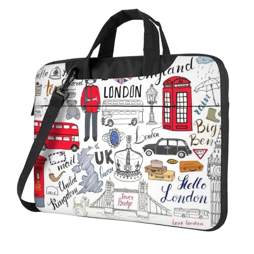 I Love London bedruckte Laptoptasche, vielseitige Taschen, Computertasche, weich, für Damen und Herren von CADREWY