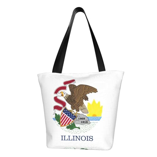 Illinois Schultertasche mit Staatsflaggen-Druck, bequeme Sommer-Handtasche, Reisen, Strand, Arbeit, täglicher Gebrauch, vielseitiges Tragen von CADREWY