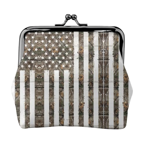 Interstellar Geldbörse mit amerikanischer Flagge, Camouflage-Druck, tragbar, niedlich, Mini-Reißverschluss, Geldbörse, mit Kussverschluss, Kreditkarten, Schwarz, Einheitsgröße von CADREWY