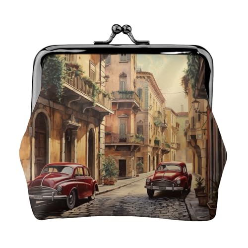 Italienischer Straßendruck, tragbare Damen-Münzgeldbörse, niedlich, Mini-Reißverschluss, Geldbörse mit Kuss-Lock-Kreditkarten von CADREWY