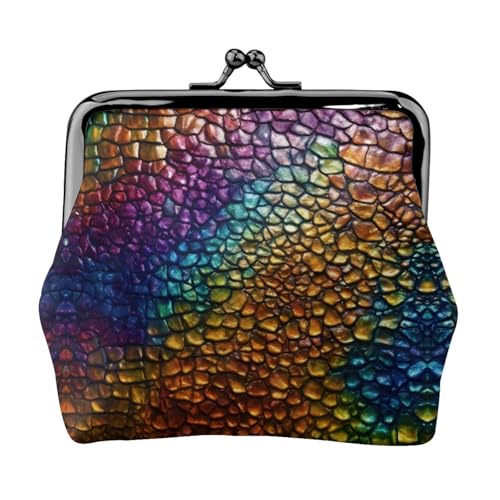 Klassische Geldbörse mit Schlangenhaut-Druck, tragbar, Damen, niedlich, Mini-Reißverschluss, Geldbörse, mit Kussverschluss, Kreditkarten, Schwarz, Einheitsgröße von CADREWY