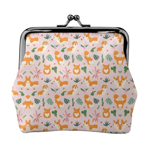 Kleine Größe, Corgi-Druck, tragbare Damen-Münzgeldbörse, niedlich, Mini-Reißverschluss, Geldbörse mit Kussverschluss, Kreditkarten, Schwarz, Einheitsgröße von CADREWY