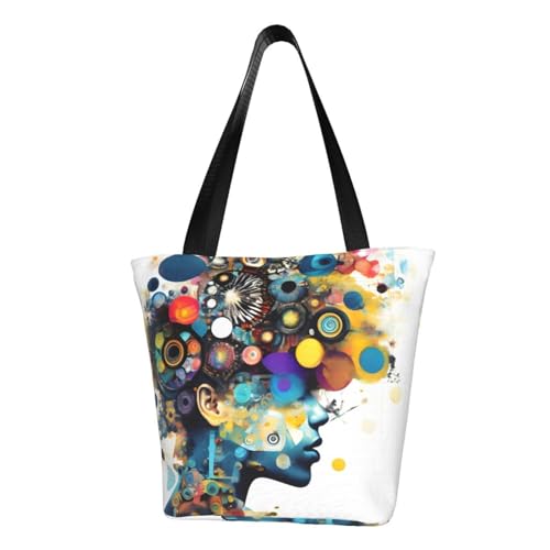 Künstliche Intelligenz, Gehirndruck, bequeme Umhängetasche, Sommerhandtasche, Reisen, Strand, Arbeit, täglicher Gebrauch, vielseitiges Tragen von CADREWY