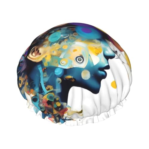 Künstliche Intelligenz, Gehirndruck, leichte Mütze, geeignet für Frauen mit langen Haaren, weicher Duschhut von CADREWY