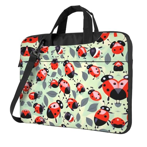 Ladybugs Cartoon Muster Druck Schützende Laptoptasche Vielseitige Taschen Computertasche Weich Damen Herren Einzigartig, Schwarz, 13 inch von CADREWY