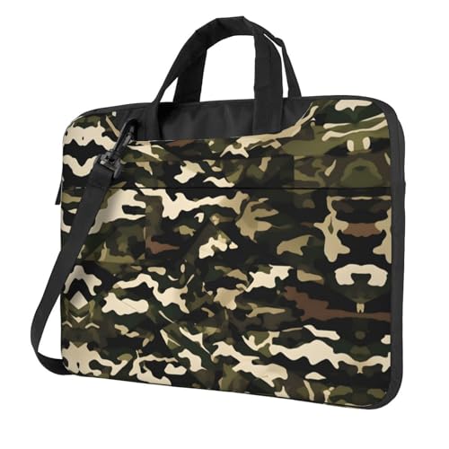 Laptop-Schutztasche mit Camouflage-Muster, vielseitige Taschen, Computertasche, weich, für Damen und Herren, Schwarz, 13 inch von CADREWY