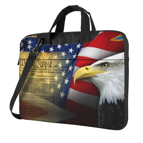 Laptoptasche, Motiv: Amerikanischer Adler, vielseitig, weich, für Damen und Herren, einzigartig, Schwarz, 13 inch von CADREWY