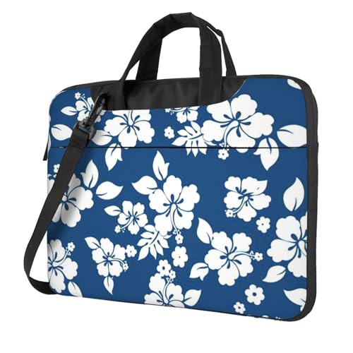 Laptoptasche, Motiv: Hawaii-Blumendruck, vielseitige Taschen, Computertasche, weich, für Damen und Herren, Schwarz, 13 inch von CADREWY