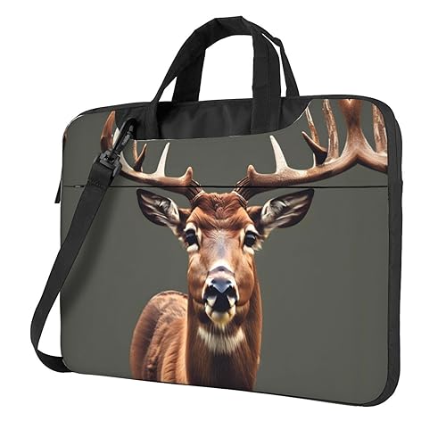 Laptoptasche, Motiv: Schönheit, Hirsch, vielseitig einsetzbar, weich, für Damen und Herren, Schwarz, 13 inch von CADREWY