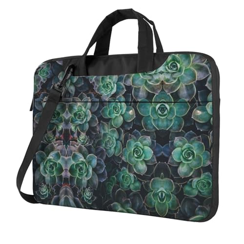 Laptoptasche, Motiv: Sukkulenten, vielseitig einsetzbar, weich, für Damen und Herren, Grün, Schwarz, 13 inch von CADREWY