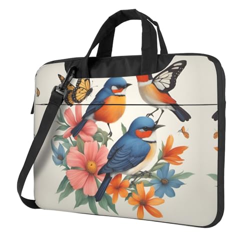 Laptoptasche, Motiv: Vögel, Blumen, Schmetterling, bedruckt, vielseitige Taschen, Computertasche, weich, für Damen und Herren von CADREWY