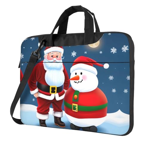 Laptoptasche, Motiv: Weihnachtsmann und Schneemann, vielseitig einsetzbar, weich, für Damen und Herren, Schwarz, 13 inch von CADREWY