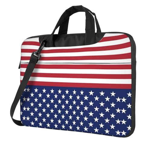 Laptoptasche, Motiv: amerikanische Flagge, Sterne, Streifen, bedruckt, vielseitige Taschen, Computertasche, weich, für Damen und Herren, Schwarz, 13 inch von CADREWY