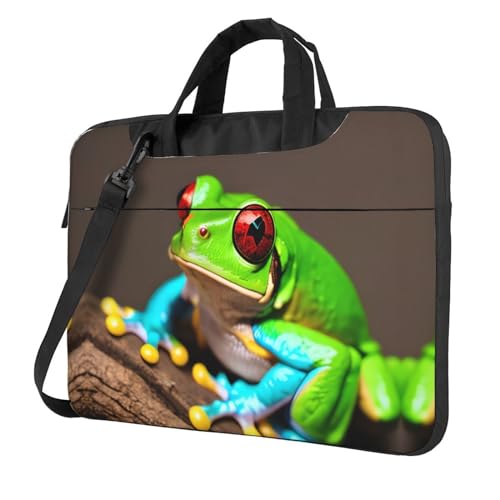Laptoptasche, Motiv: rote Augen, Motiv: Baumfrösche, vielseitige Taschen, Computertasche, weich, für Damen und Herren, Schwarz, 13 inch von CADREWY