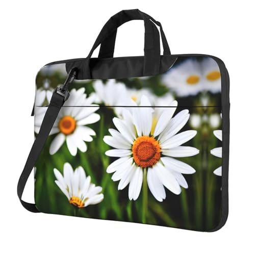 Laptoptasche, Motiv: weiße Gänseblümchen, vielseitig, weich, für Damen und Herren, einzigartig von CADREWY