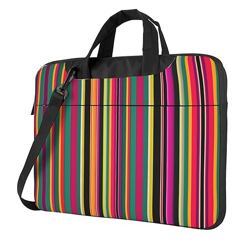 Laptoptasche, Regenbogenfarben, gestreift, vielseitig, weich, für Damen und Herren, Schwarz, 13 inch von CADREWY