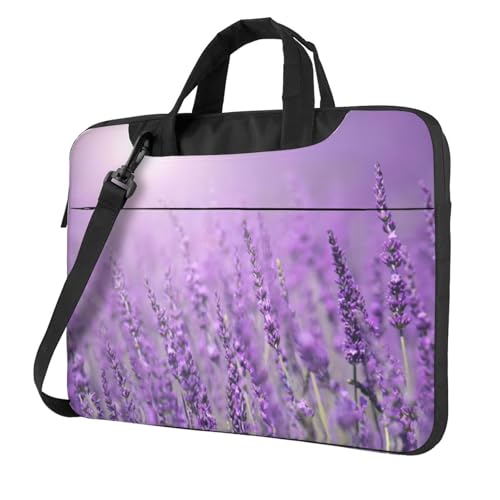 Laptoptasche, romantisch, violett, Lavendeldruck, vielseitige Taschen, Computertasche, weich, für Damen und Herren, Schwarz, 13 inch von CADREWY