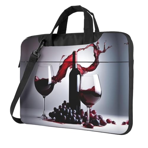 Laptoptasche, vielseitig, weich, für Damen und Herren, Rot mit Weinrot, Schwarz, 13 inch von CADREWY