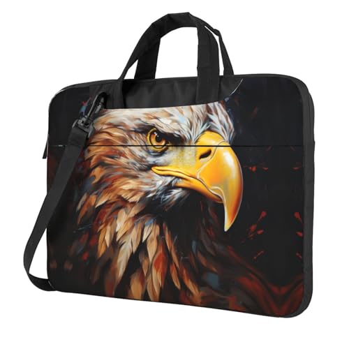 Laptoptasche mit Adler-Druck, vielseitige Taschen, Computertasche, weich, für Damen und Herren, Schwarz, 13 inch von CADREWY