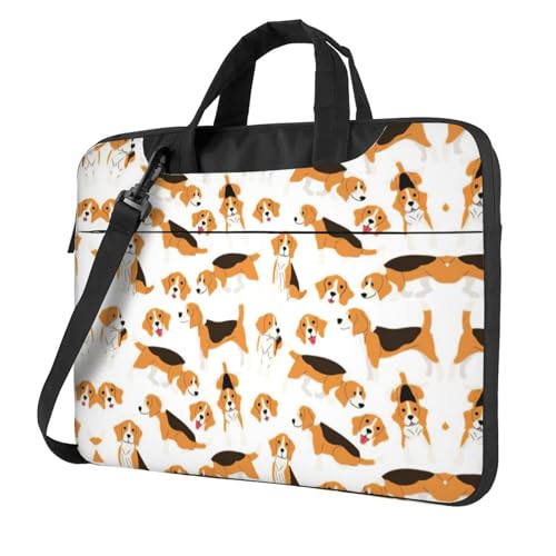 Laptoptasche mit Beagle-Hunde-Aufdruck, vielseitige Taschen, Computertasche, weich, für Damen und Herren, einzigartig, Schwarz, 13 inch von CADREWY