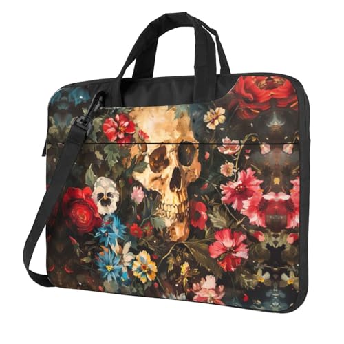 Laptoptasche mit Blumenmuster, vielseitig einsetzbar, weich, für Damen und Herren, Schwarz, 13 inch von CADREWY