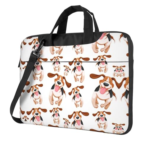 Laptoptasche mit Cartoon-Mops-Druck, vielseitige Taschen, Computertasche, weich, für Damen und Herren, Schwarz, 15.6 inch von CADREWY