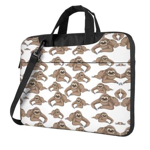 Laptoptasche mit Faultier-Hintergrund, vielseitig einsetzbar, weich, für Damen und Herren, Schwarz, 13 inch von CADREWY