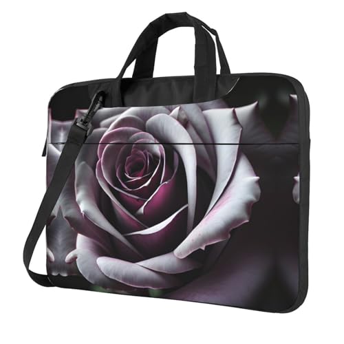Laptoptasche mit Gothic-Rosen-Blumendruck, vielseitige Taschen, Computertasche, weich, für Damen und Herren, Schwarz, 13 inch von CADREWY
