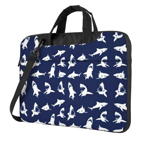 Laptoptasche mit Haifischmuster und verschiedenen Gesten, bedruckt, vielseitige Taschen, Computertasche, weich, für Damen und Herren, einzigartig von CADREWY