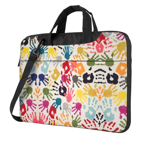 Laptoptasche mit Handaufdruck, vielseitige Taschen, Computertasche, weich, für Damen und Herren von CADREWY