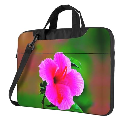 Laptoptasche mit Hibiskus-Blumenmuster, vielseitig einsetzbar, weich, für Damen und Herren, einzigartig, Schwarz, 13 inch von CADREWY