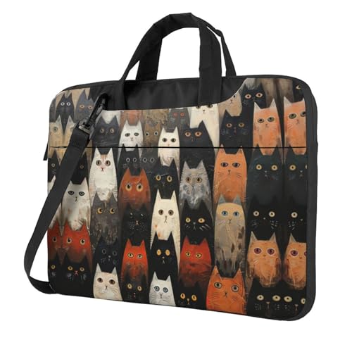 Laptoptasche mit Katzendruck, vielseitige Taschen, Computertasche, weich, für Damen und Herren, Schwarz, 13 inch von CADREWY