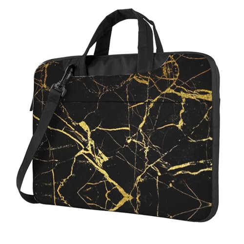 Laptoptasche mit Marmordruck, vielseitig, weich, für Damen und Herren, Schwarz / Gold, Schwarz, 13 inch von CADREWY