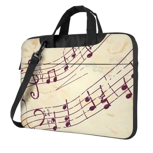 Laptoptasche mit Musiknoten-Blumendruck, vielseitige Tasche, Computertasche, weich, für Damen und Herren, Schwarz, 13 inch von CADREWY
