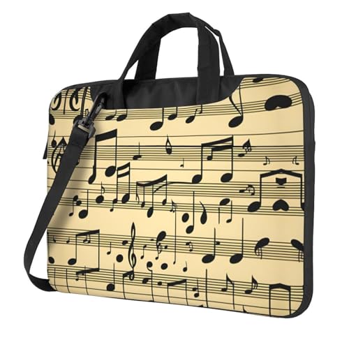 Laptoptasche mit Musiknoten-Druck, vielseitige Taschen, Computertasche, weich, für Damen und Herren, Schwarz, 13 inch von CADREWY