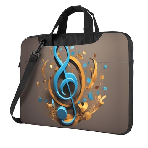 Laptoptasche mit Musiknoten-Druck, vielseitige Taschen, Computertasche, weich, für Damen und Herren, Schwarz, 13 inch von CADREWY
