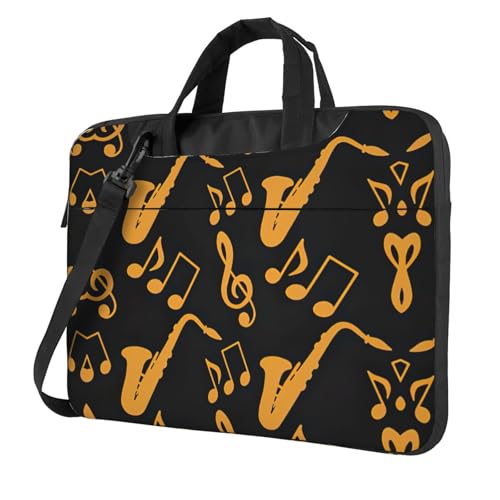 Laptoptasche mit Musiknoten und Drillings-Druck, vielseitige Taschen, Computertasche, weich, für Damen und Herren, Schwarz, 13 inch von CADREWY
